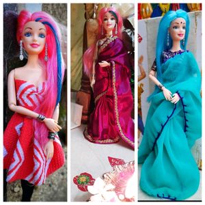 Doll Saree With Blouse (2)and 1 Dress  (No Dolls) #saree #dollsaree #barbie #barbie Doll