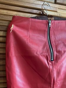 Red Faux Leather Pencil Skirt