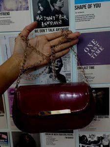 Burgundy Clutch with Gold Detail