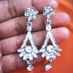 Sparkling Crystal Flower Dangle Earrings