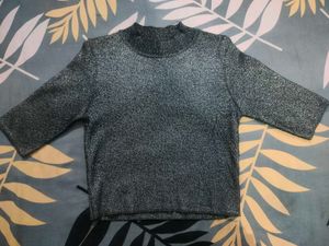 Black Blingy Woolen Top