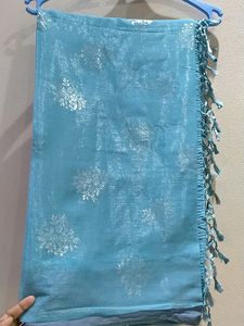 Sky Blue Colour Shining Saree