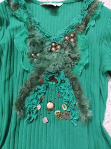 Nordic Inspired Green Stretchy Sweater