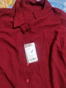 Maroon Button-Up Top