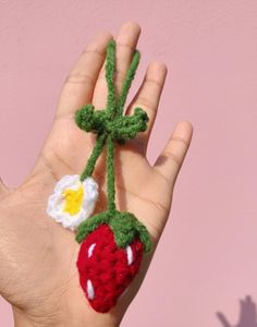 Crochet Strawberry Keychain