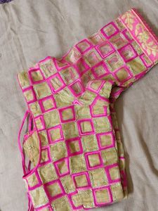 Pink &amp; Gold Embroidered Blouse