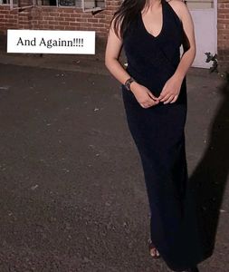 Elegant Navy Halter Maxi Dress