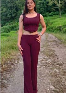 Girls  Stylish Crop Top With Pant