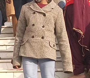 Vintage Tweed Double-Breasted Pea Coat