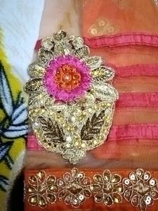 Elegant Peach Embellished Saree