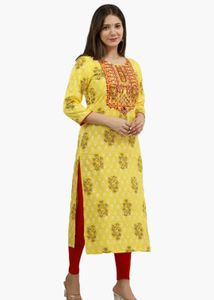 Yellow Embroidered Kurta