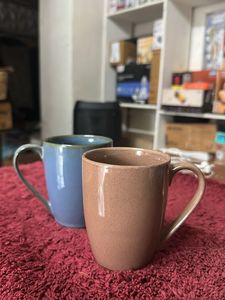 Set of Two Ceramic Mugs Dual Glazed