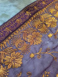 Purple organza saree