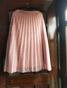Pleated Pink Floral Skirt