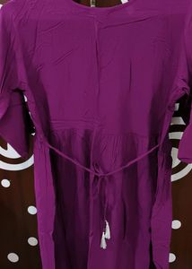 Dark Purple Colour Embroidery Kurta For Women