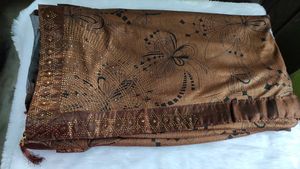 Elegant Brown Saree with stitched Blouse