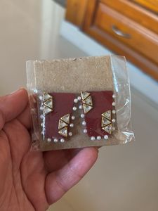 Fabric With Pearl And Mirror Work Handmade Earring