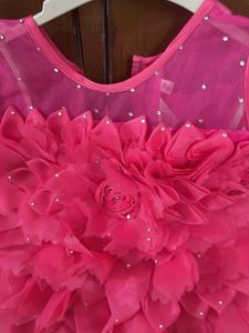Pink Feather Flower Girl Dress