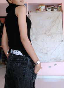 Price Drop Black Asymmetrical Knitted Top