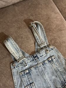 Ripped Denim Overalls
