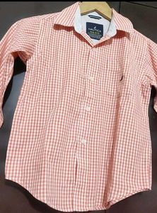 Light Coral Check Printed Shirt For 4- 5 Year Boy