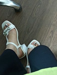 White T-Strap Sandals