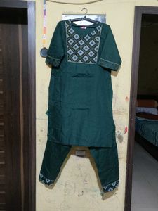 Green Embroidered Kurta Set