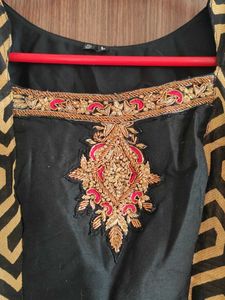 Black &amp; Gold Cutout Party Dress with Pink Sleeves