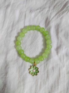 Blue Beaded Bracelet with Flower Charm