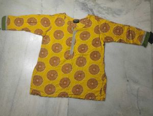 Yellow Printed Kurta