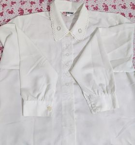 Embroidered Oversized White Shirt, unused