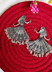 Silver Oxidized Garba Earrings