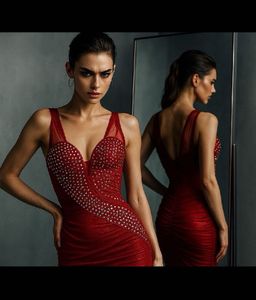 Red Embellished Bodycon Dress