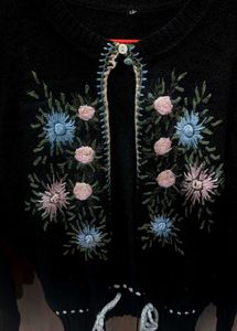 Floral Embroidered Bow Sweater