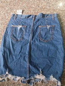 Distressed Denim Mini Skirt