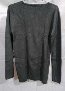 Gray Button-Detail Sweater