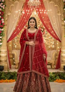 Elegant Red Velvet Lehenga