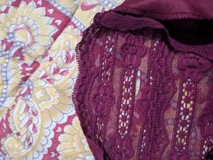 Burgundy/ Maroon Lace Net Top