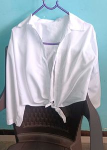 White Tie-Front Top