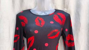 Kiss Print Bodycon Midi Dress