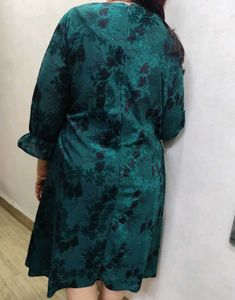 Emerald Bottle Green Floral Dress