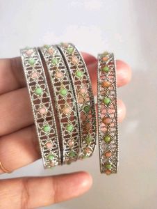 Tarnish Free silver plated Bangles set of 4