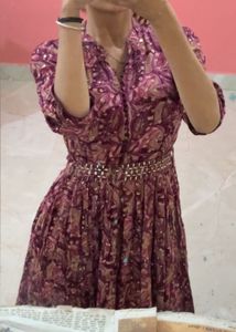 Elegant Purple Floral Dress