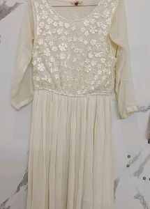 Elegant Korean White Floral Dress