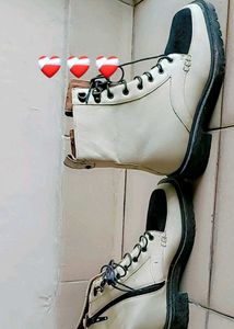 Cream Leather Ankle Boots