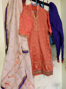 Peach Salwar Kameez with Dupatta