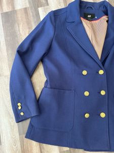 Navy Blue Double-Breasted Blazer