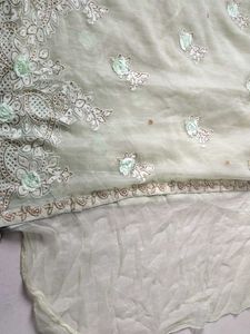 Elegant Studded Light Green Saree With Borders