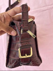 Zara Faux Croc Shoulder Bag