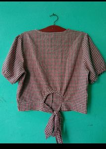 Gingham Tie-Front Blouse